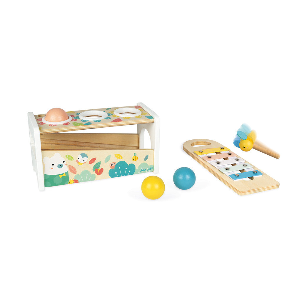 Janod Pure Tap Tap Xylophone Pure 2-in-1 Early Learning Toy - Ages 12  Months+ - J05155